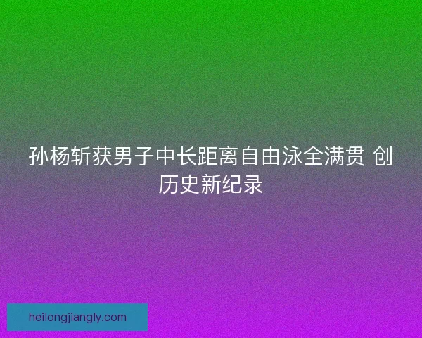 孙杨斩获男子中长距离自由泳全满贯 创历史新纪录
