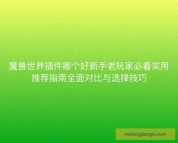 魔兽世界插件哪个好新手老玩家必看实用推荐指南全面对比与选择技巧