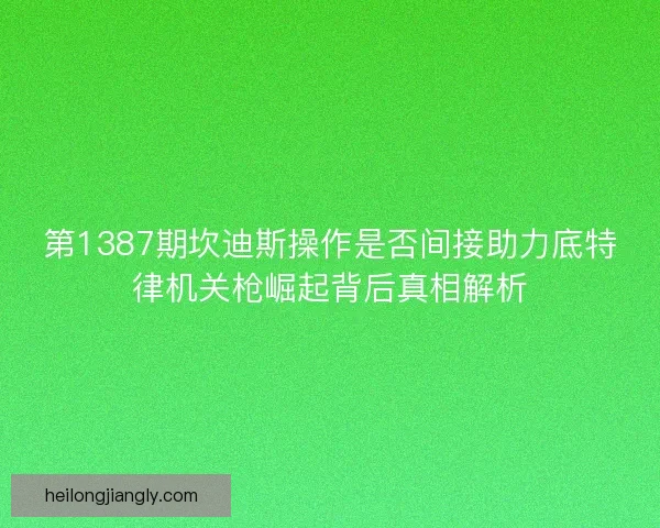 第1387期坎迪斯操作是否间接助力底特律机关枪崛起背后真相解析
